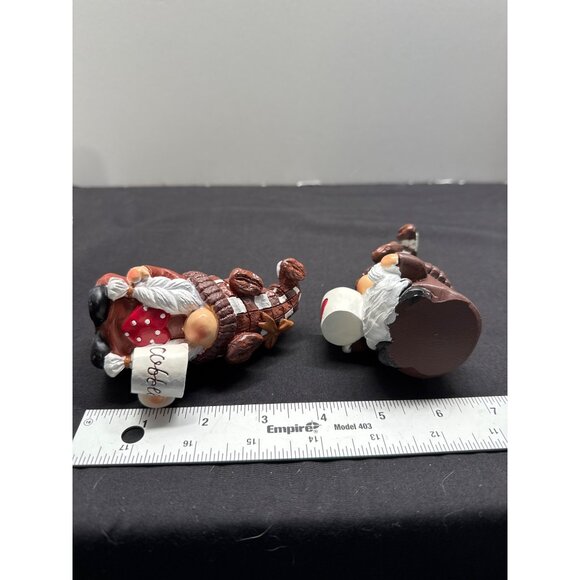 Hodao Christmas Gnome Figurines With Hot Cocoa Hot Coffee Cups Brown & Red Strip - Picture 5 of 6